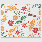 kerstblad en bloempatroon cadeaupapier (Vlak)