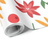 kerstblad en bloempatroon cadeaupapier (Rol Hoek)