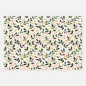 Kerstblad Groen Ivoor Roze Goud Inpakpapier Vel (Voorkant 2)