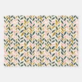 Kerstblad Groen Ivoor Roze Goud Inpakpapier Vel (Voorkant)