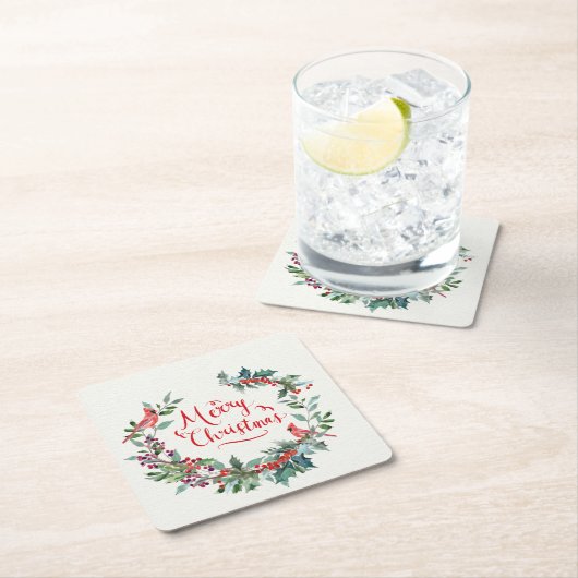 kerstblad, heilig, kardinaal kartonnen onderzetters (Insitu)