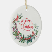 kerstblad, heilig, kardinaal keramisch ornament (Rechts)