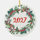 kerstblad, heilig, kardinaal keramisch ornament (Achterkant)