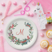 kerstblad, heilig, kardinaal vogelmonogram papieren bordje (Feest)