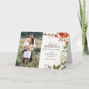 kerstblad met rode en groene foto feestdagen kaart