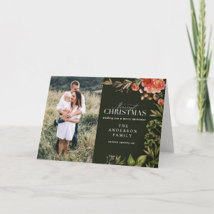 kerstblad met rode en groene foto feestdagen kaart