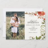 kerstblad met rode en groene foto feestdagenkaart (Voorkant)