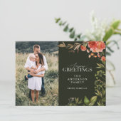 kerstblad met rode en groene foto feestdagenkaart (Staand voorkant)