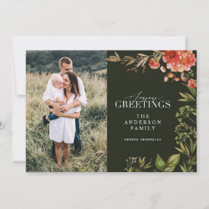 kerstblad met rode en groene foto feestdagenkaart