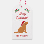 kerstblad met rode labrador Puppy Silhouette Cadeaulabel (Achterkant)