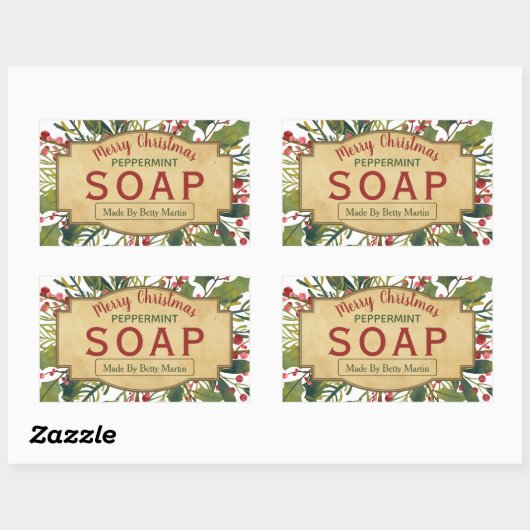kerstblad Mistletoe Holly Soap Labels (Vel)