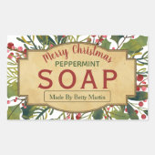 kerstblad Mistletoe Holly Soap Labels (Voorkant)