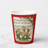 Kerstblad Muziek uit de Franse horn Red Papieren Bekers (Voorkant)