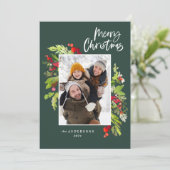 Kerstblad, traditionele rustige foto feestdagenkaart (Staand voorkant)