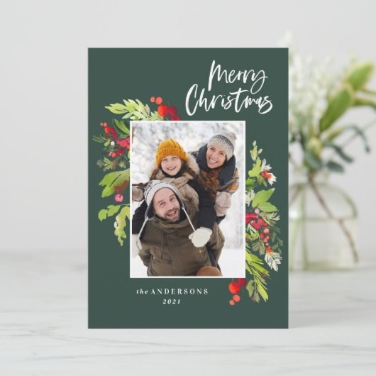 Kerstblad, traditionele rustige foto feestdagenkaart (Staand voorkant)