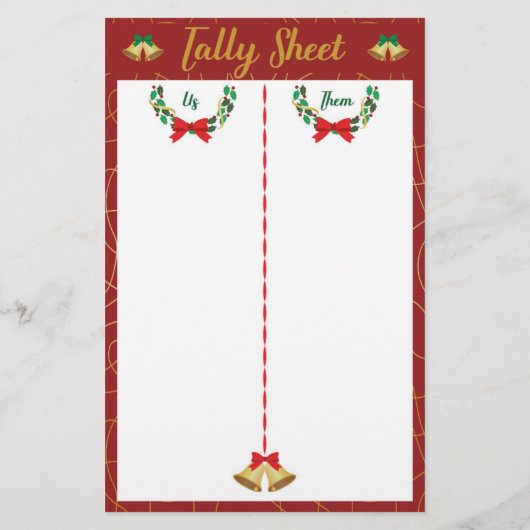 kerstblad voor kerstbunco-spellen (Achterkant)