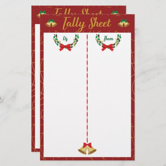 kerstblad voor kerstbunco-spellen (Voorkant / Achterkant)