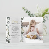 Kerstbladbladerfoto modern feestdagenkaart (Staand voorkant)