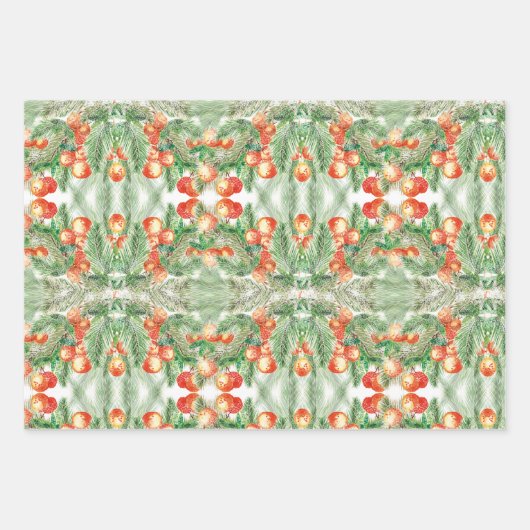 kerstbladen van citrusvruchten, Oranje verpakt pap Inpakpapier Vel (Voorkant 2)