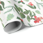 Kerstbladeren bessen maretak en hulst cadeaupapier (Rol Hoek)