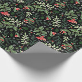 Kerstbladeren bessen maretak en hulst cadeaupapier (Hoek)