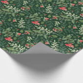 Kerstbladeren bessen maretak en hulst cadeaupapier (Hoek)