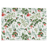 Kerstbladeren bessen maretak en hulst groot cadeauzakje (Achterkant)