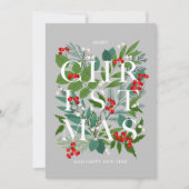 Kerstbladeren en kerkleien feestdagenkaart (Voorkant)