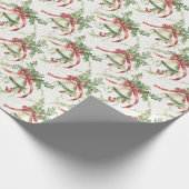 Kerstbladeren en rode linten en bel cadeaupapier (Hoek)