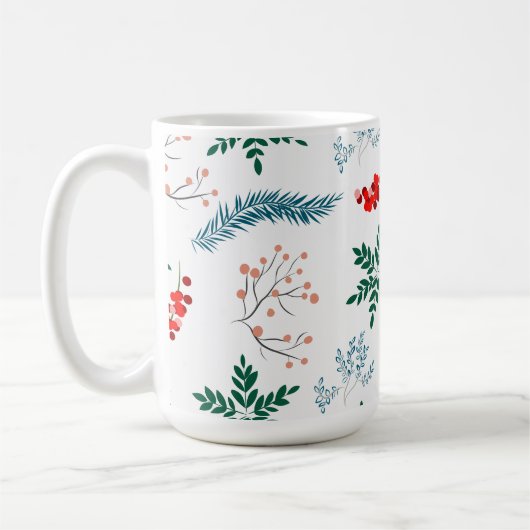 Kerstbladeren patroon Merry & Bright Koffiemok (Links)