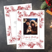 Kerstbladeren rode foto feestdagenkaart