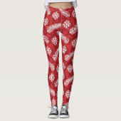 Kerstbladeren Snowflake-patroon Leggings (Voorkant)