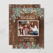 Kerstbladeren & String Lights Holiday Foto Feestdagenkaart (Voorkant / Achterkant)