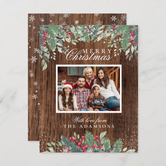 Kerstbladeren & String Lights Holiday Foto Feestdagenkaart (Voorkant / Achterkant)