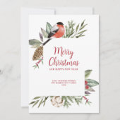 Kerstbladeren witte foto feestdagenkaart (Voorkant)