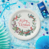 Kerstbladerij, heilig, kardinaal vogel papieren bordje (Feest)