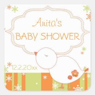 Kerstbladerwinter Baby shower Vierkante Sticker