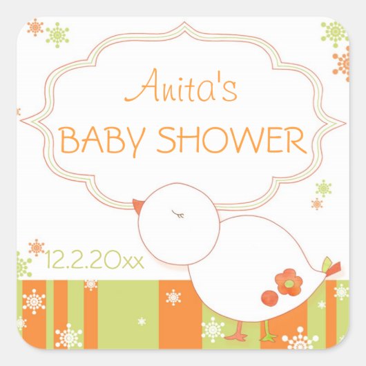 Kerstbladerwinter Baby shower Vierkante Sticker (Voorkant)