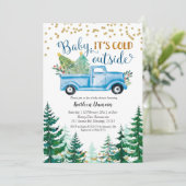 Kerstblauw Baby Het is koud buiten Kaart (Staand voorkant)