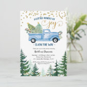 Kerstblauw Baby voor vrachtwagen Kaart (Staand voorkant)