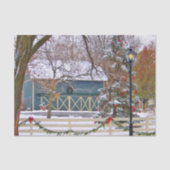 kerstblauw Barn Tissuepapier (Voorkant)