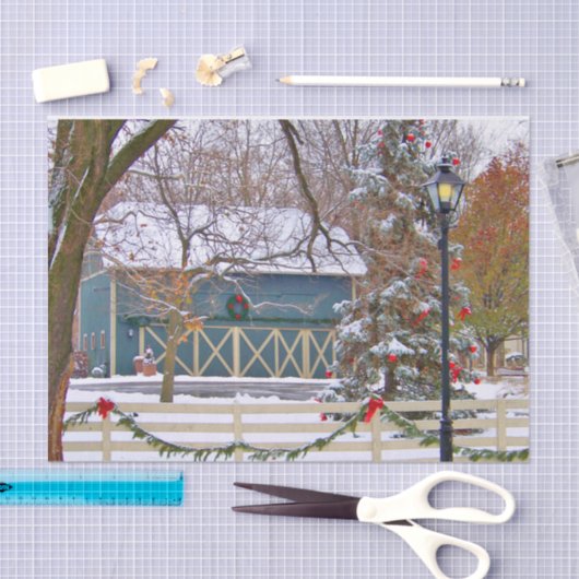 kerstblauw Barn Tissuepapier (Craft)