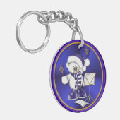 Kerstblauw Beer Blauw en Goud AcrylSleutelhanger Sleutelhanger (Voorkant Links)