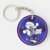 Kerstblauw Beer Blauw en Goud AcrylSleutelhanger Sleutelhanger (Voorkant)