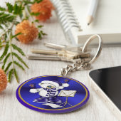 Kerstblauw Beer blauw en goudblauw Sleutelhanger (Zijkant)