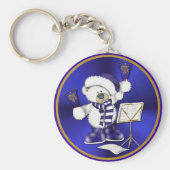 Kerstblauw Beer blauw en goudblauw Sleutelhanger (Voorkant)