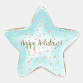 Kerstblauw, bevroren suikerkoekje ster sticker
