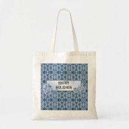 Kerstblauw bladeren sneeuwwinter Feestdagen Tote Bag