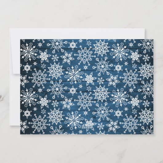 Kerstblauw blauw hout 3 FHOTO Greeting Holida Feestdagenkaart (Achterkant)