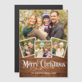 Kerstblauw blauw hout 4-fotografische kaart (Voorkant / Achterkant)